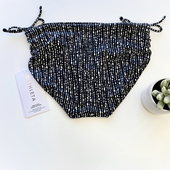 NWT ATHLETA Cinch Full Bikini Bottom, Rice Pearls Black - Picture 3 of 6